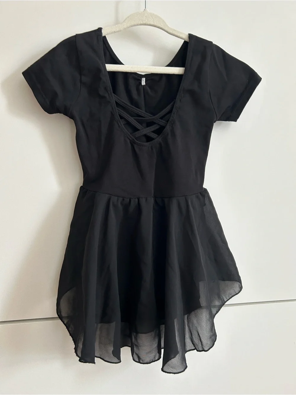 Girls Black Short-Sleeve Dance Ballet Tutu Dress - Size SC